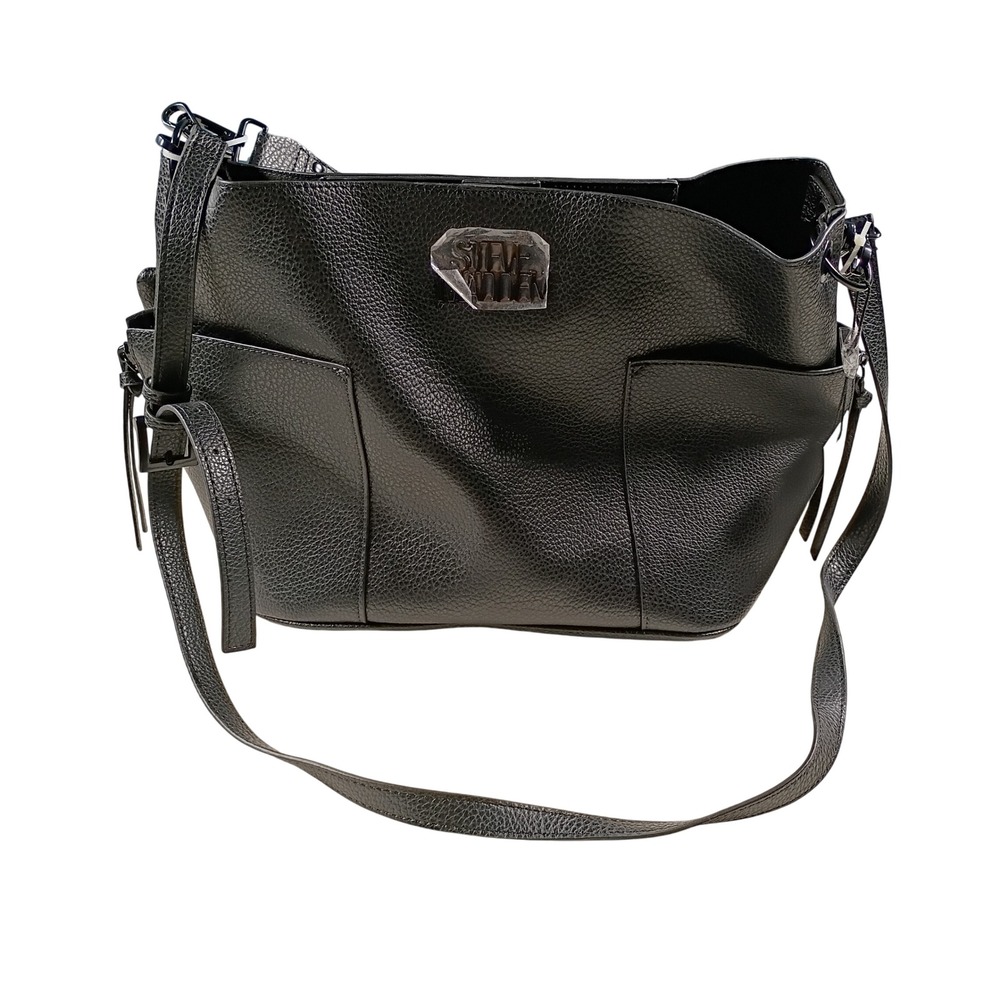 Steve Madden BKOLTT Hobo Bag Womens Black NEW Studded Strap Crossbody Purse